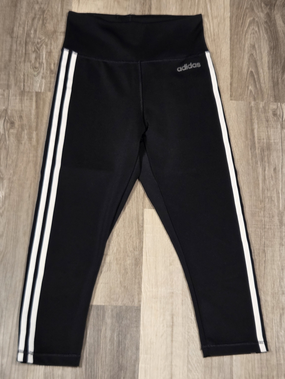 Adidas Women's SZ S 3 Stripe Tight Leggings Black/White